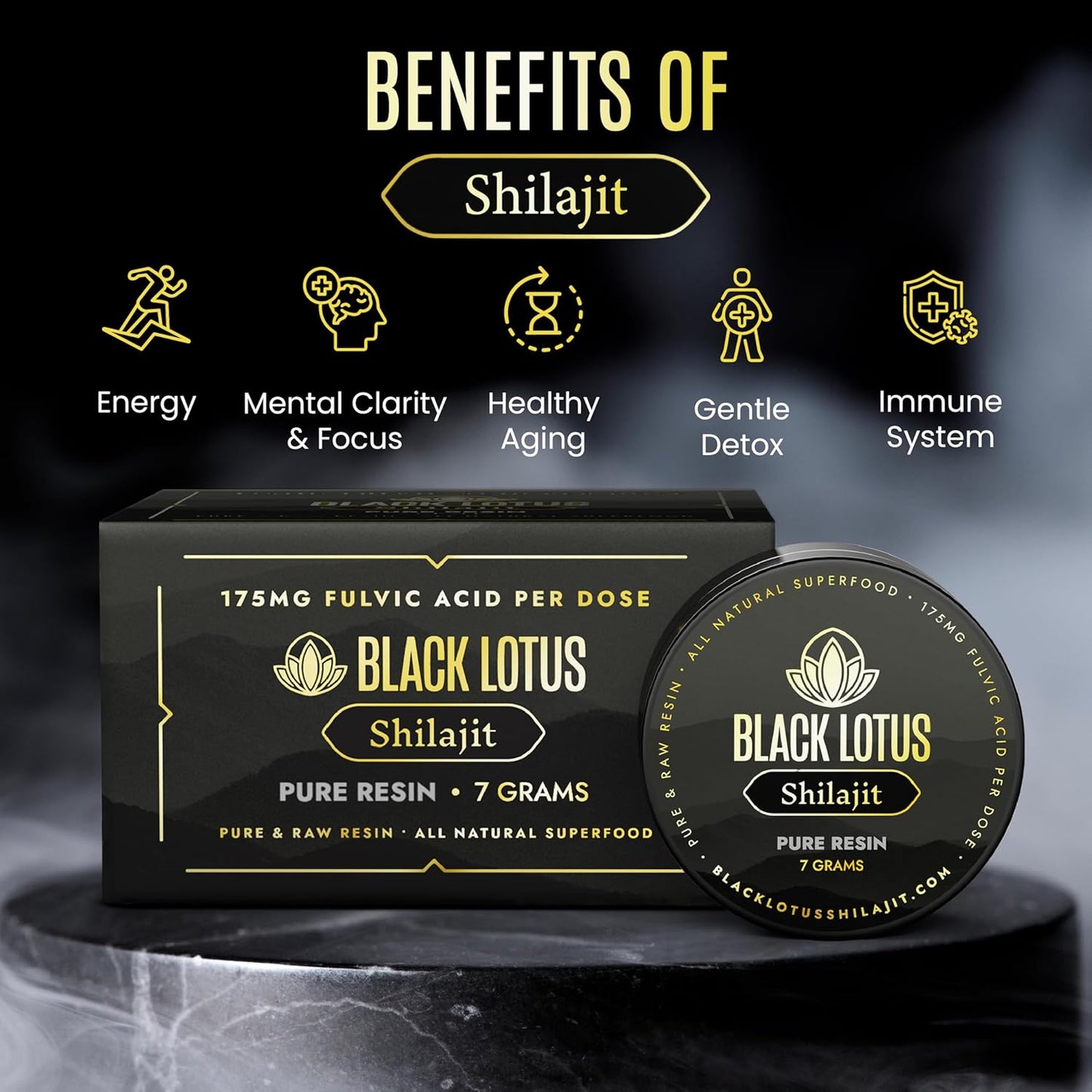 7g Black Lotus Pure Shilajit Resin: 100% Natural Superfood with Amino Acids, Fulvic Acid, Trace Minerals - Immune Support & Energy Boost for Men & Women