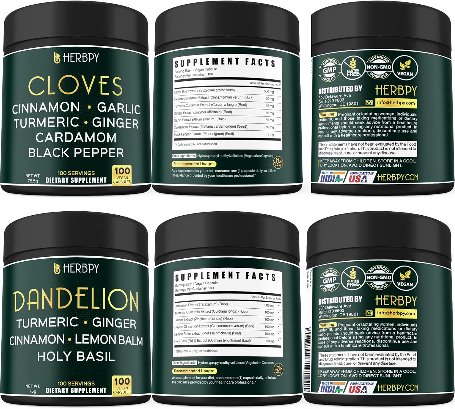 7in1 Cloves and 6in1 Dandelion Supplement Bundle - Immune, Digestion, and Heart Health Support