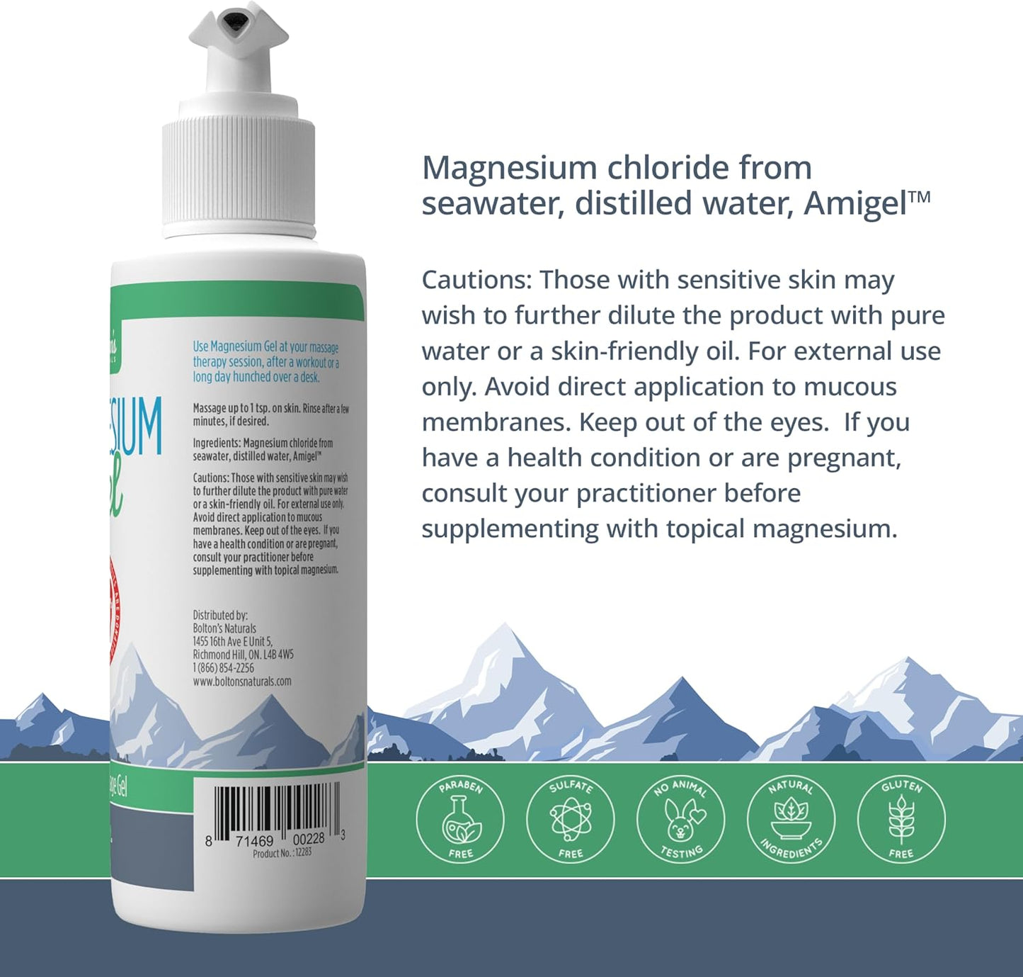 8 fl oz Bolton's Naturals Topical Magnesium Gel | Soothing and Calming Gel for Massage | Enhanced Skin Absorption | Relaxing Magnesium Gel