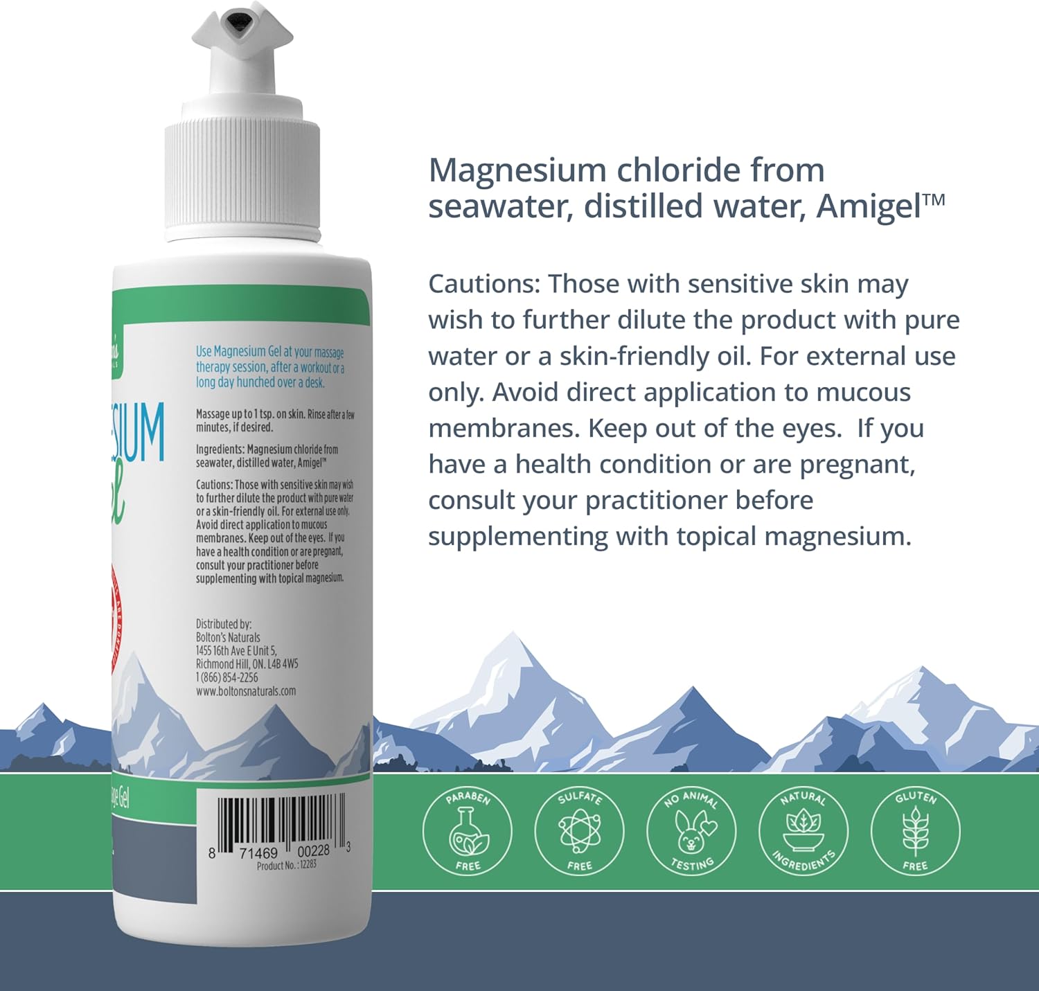 8 fl oz Bolton's Naturals Topical Magnesium Gel | Soothing and Calming Gel for Massage | Enhanced Skin Absorption | Relaxing Magnesium Gel