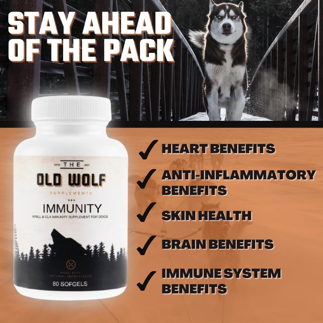8-in-1 Multivitamin for Dogs with Probiotics, Vitamin for Skin & Coat, Immune Health - Krill & CLA 80 Soft Gels