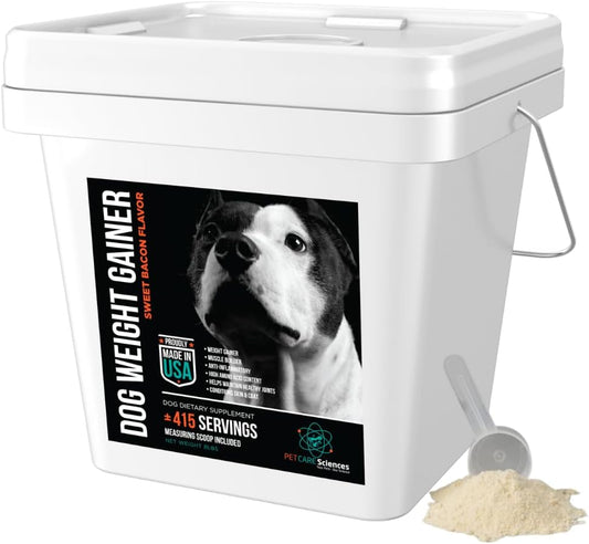8 lbs Dog Weight Gainer Supplement for Muscle Building and Weight Gain - High Calorie Protein Powder for Canine Nutrition