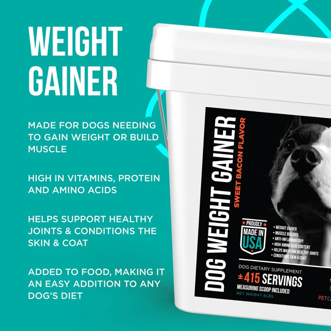 8 lbs Dog Weight Gainer Supplement for Muscle Building and Weight Gain - High Calorie Protein Powder for Canine Nutrition