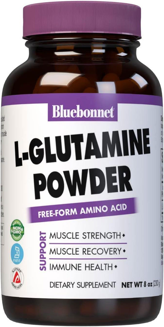 8 Ounce Bluebonnet Nutrition L-Glutamine Powder for Muscle Recovery and Immune Support