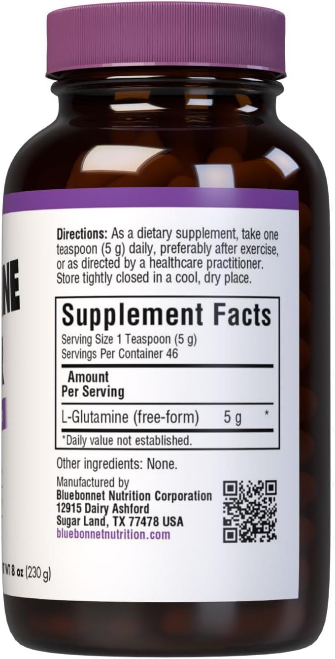 8 Ounce Bluebonnet Nutrition L-Glutamine Powder for Muscle Recovery and Immune Support