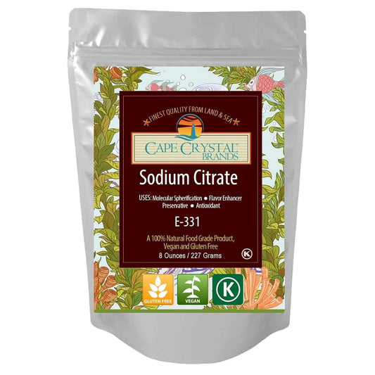 8 Oz Cape Crystal Sodium Citrate - 100% Food Grade, Kosher Certified, Prevents Early Gellation in Spherification