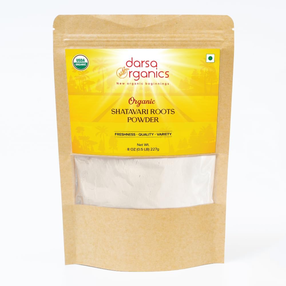 8 oz Darsa Organics Shatavari Powder - USDA Organic Asparagus Racemosus for Female Hormonal Balance, Tea & Smoothies