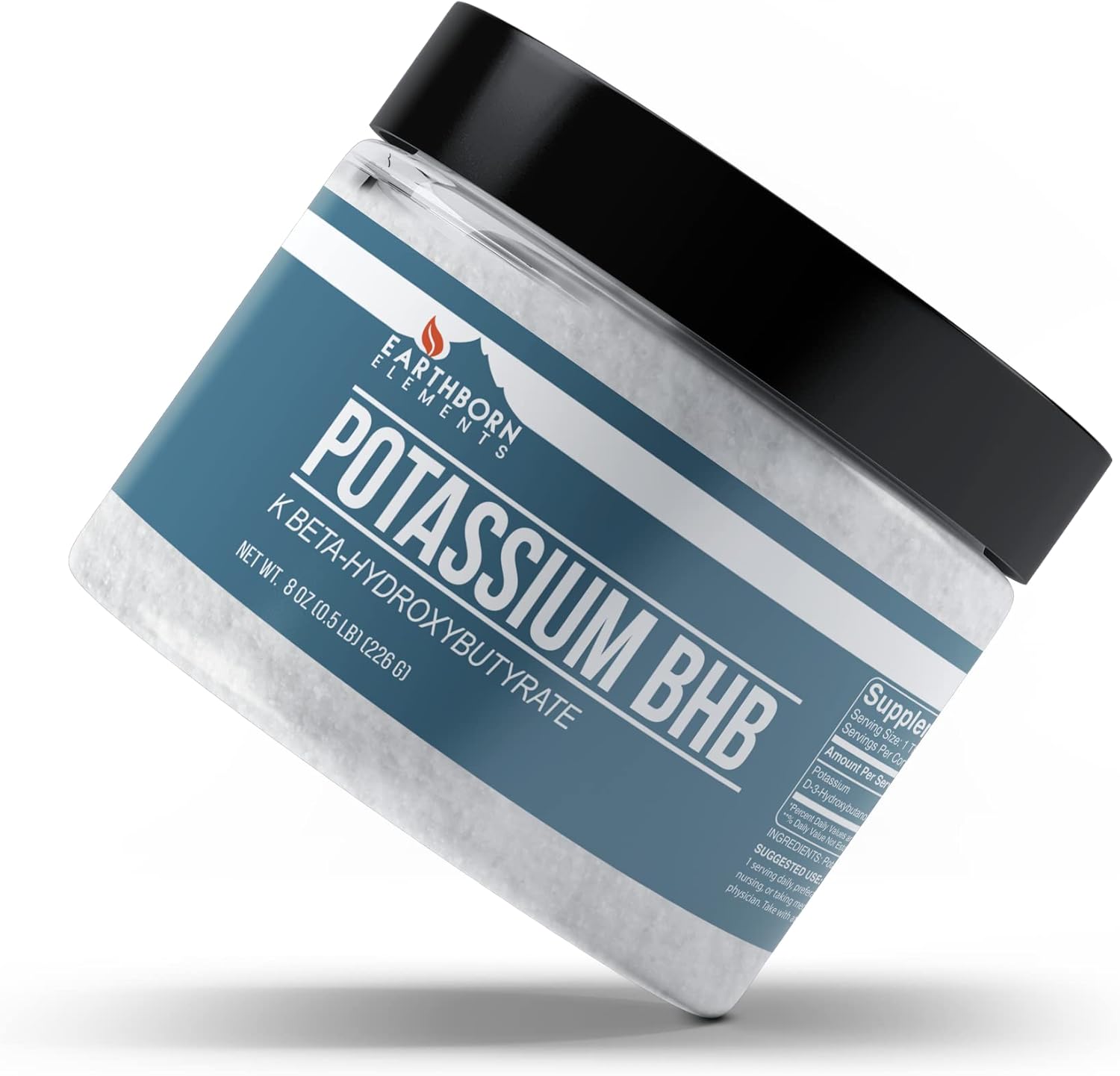 8 oz Earthborn Elements Potassium BHB - Pure D-Beta-Hydroxybutyrate Supplement