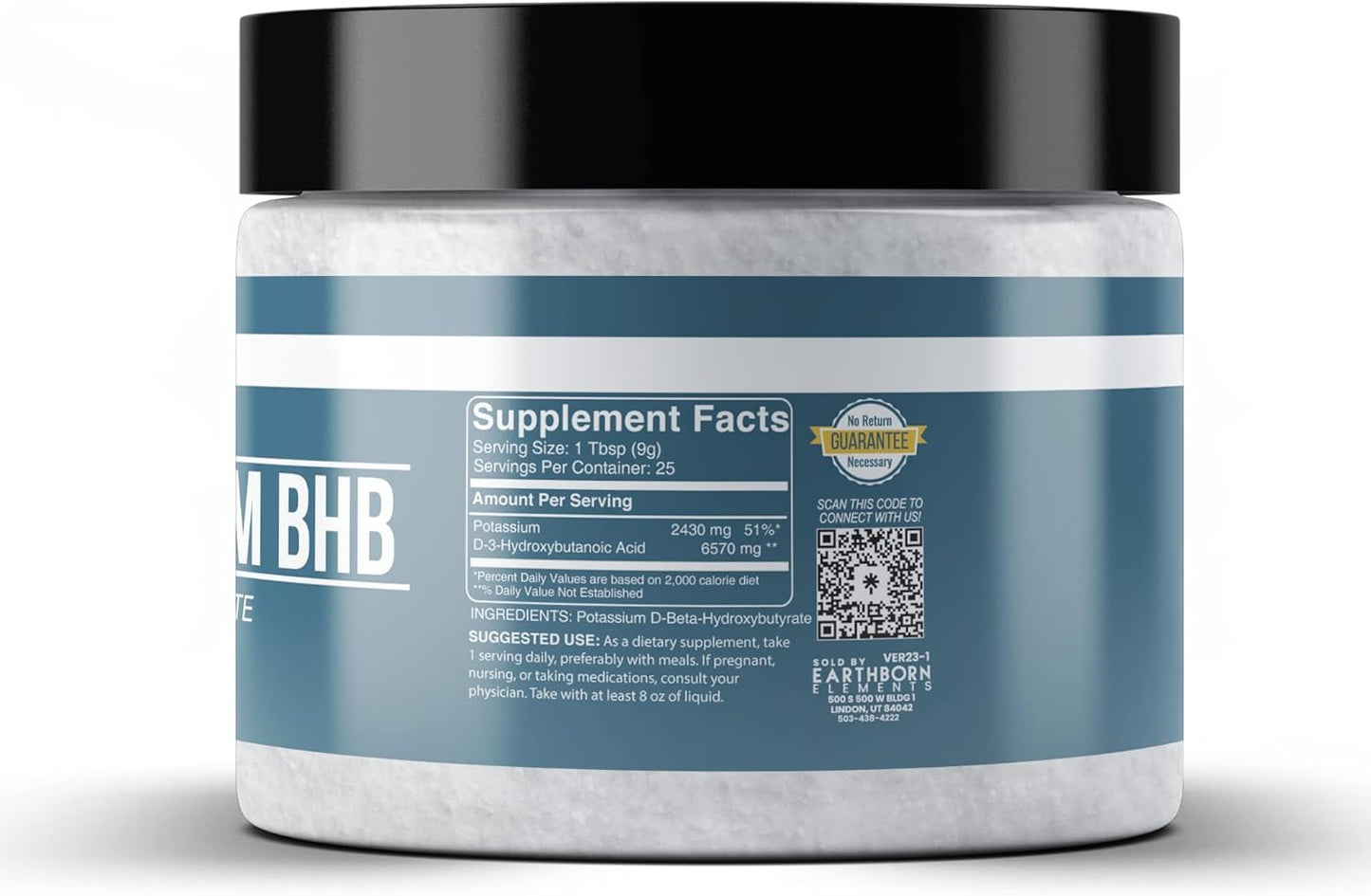 8 oz Earthborn Elements Potassium BHB - Pure D-Beta-Hydroxybutyrate Supplement