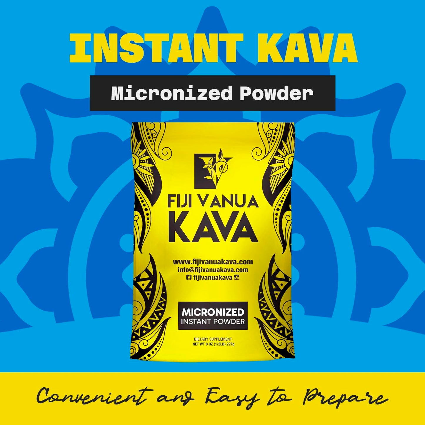 8 oz Fiji Vanua Kava Micronized Powder - Easy to Prepare Strong Kava Drink - No Straining Necessary
