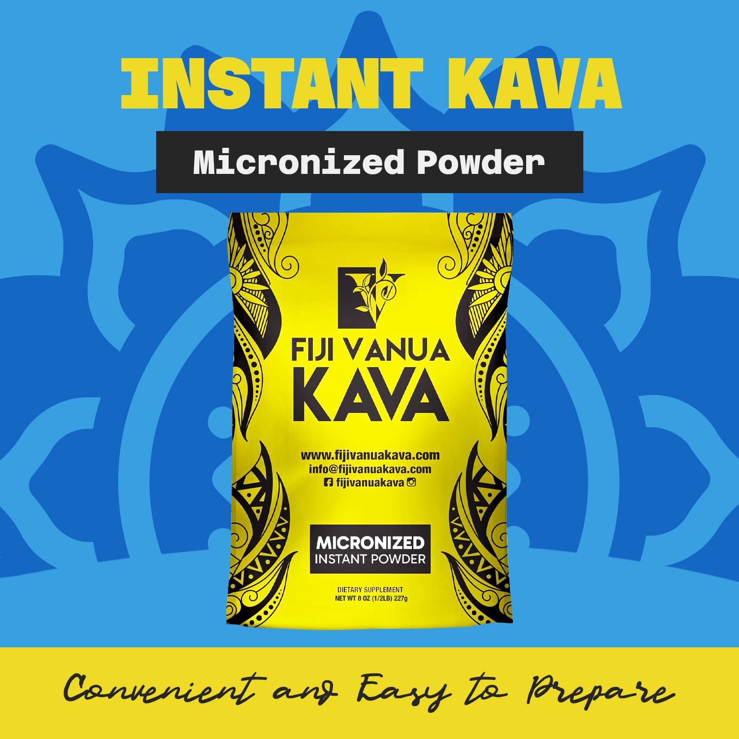 8 oz Fiji Vanua Kava Micronized Powder - Easy to Prepare Strong Kava Drink - No Straining Necessary