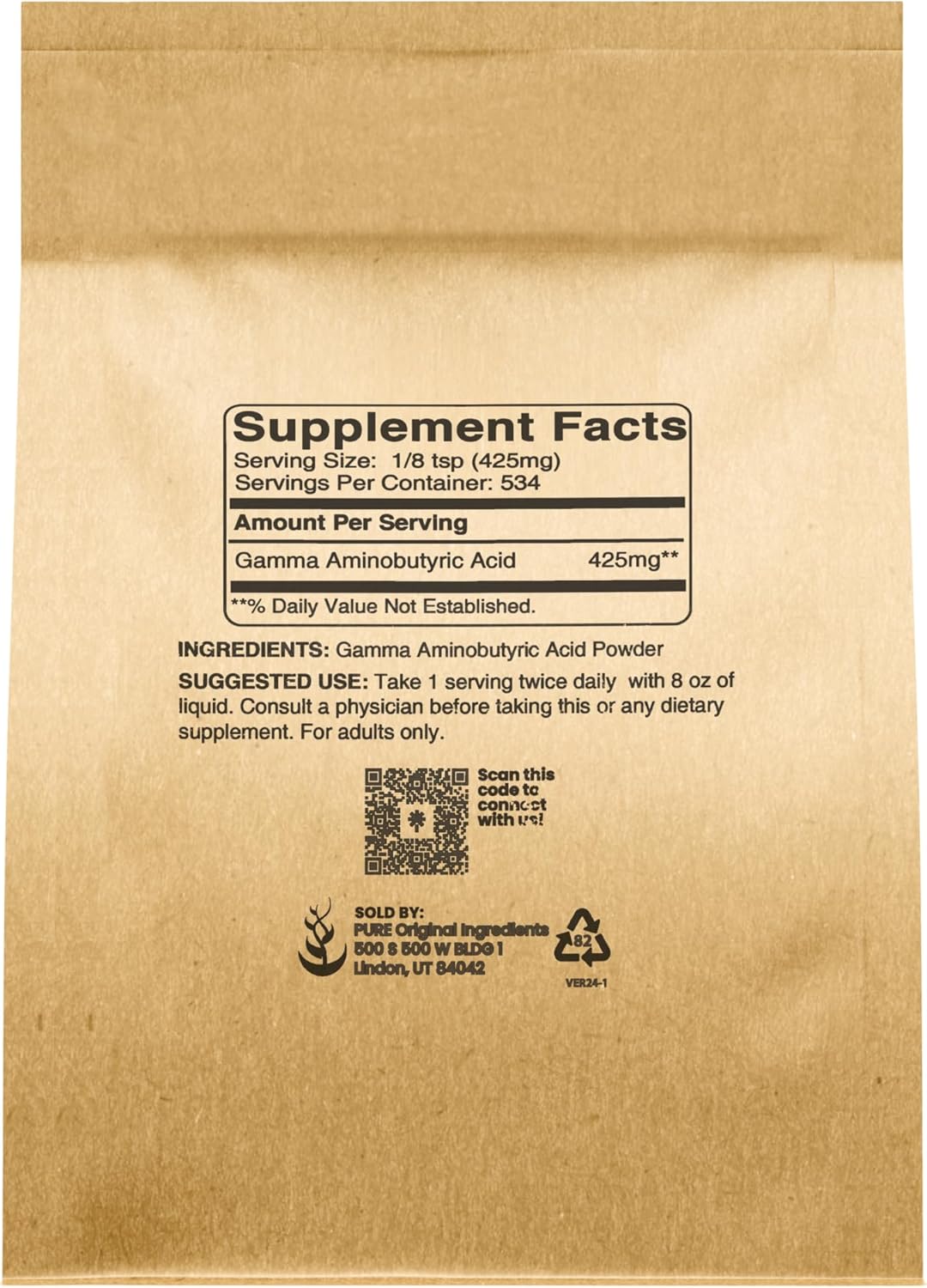 8 oz GABA Powder with Pure Ingredients, Lab Verified, No Fillers