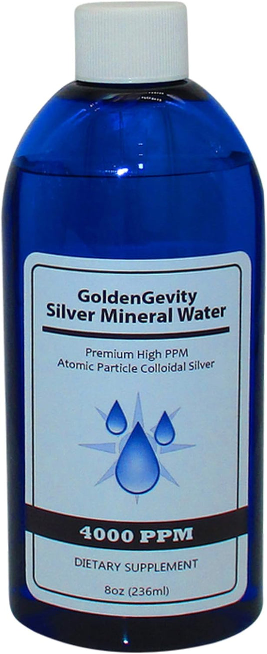8 oz GoldenGevity 4000 PPM Bioactive Atomic Colloidal Silver | Non-GMO Trace Mineral Immune Support Supplement