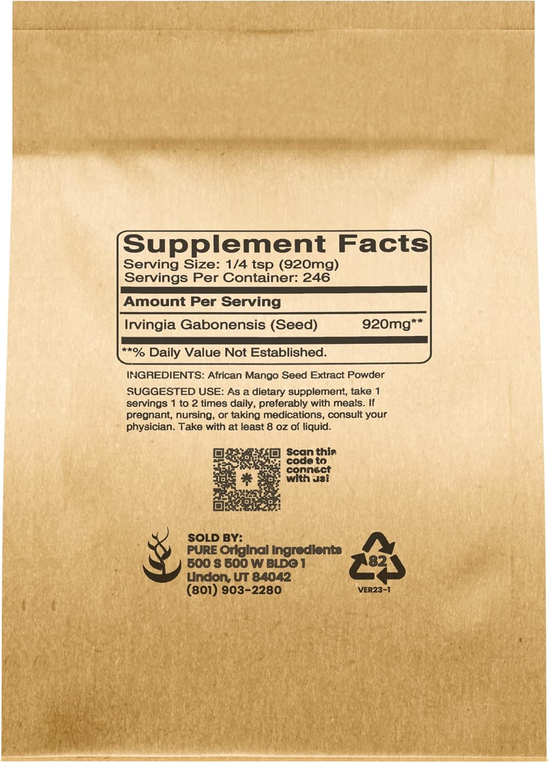 8 oz Irvingia Seed Extract - Pure African Mango Herbal Supplement, No Fillers or Additives - Always Pure Ingredients