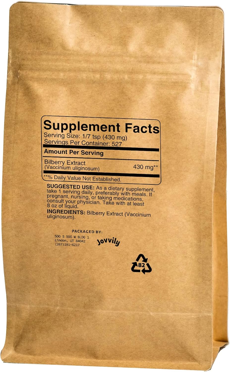 8 oz Jovvily Bilberry Extract Powder - Herbal Supplement with No Fillers - Pure Ingredients