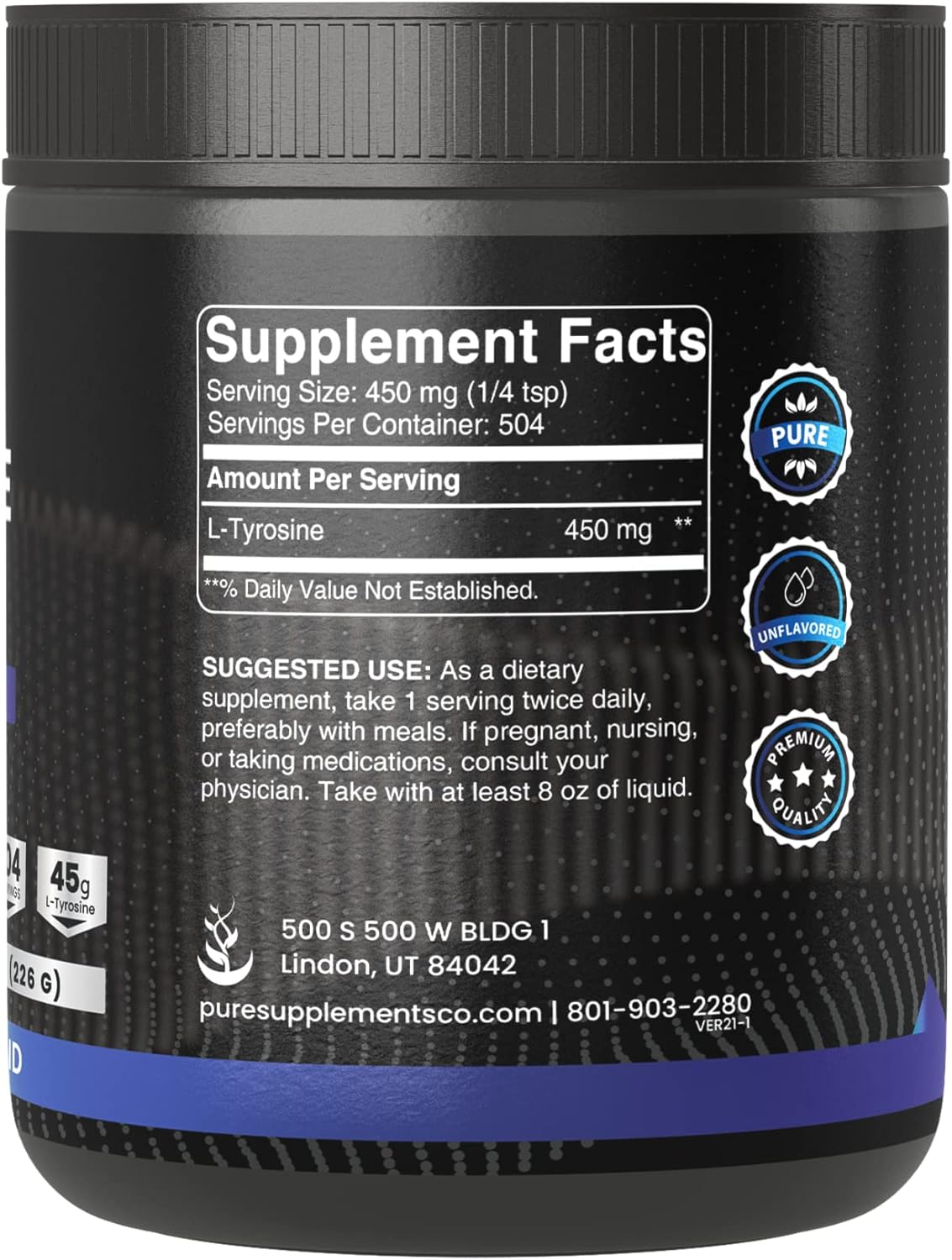 8 oz L-Tyrosine Powder - Pure Original Ingredients, No Additives or Fillers - Always Pure