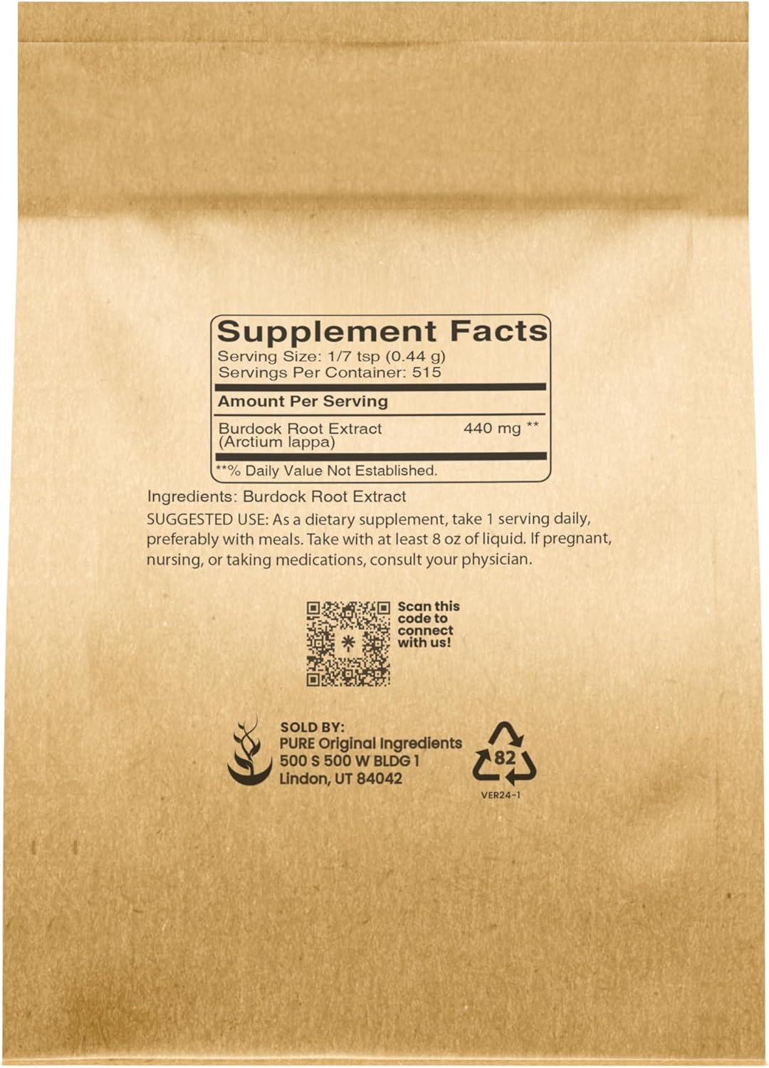 8 oz of Lab-Verified Non-GMO Burdock Root Extract with Pure Ingredients