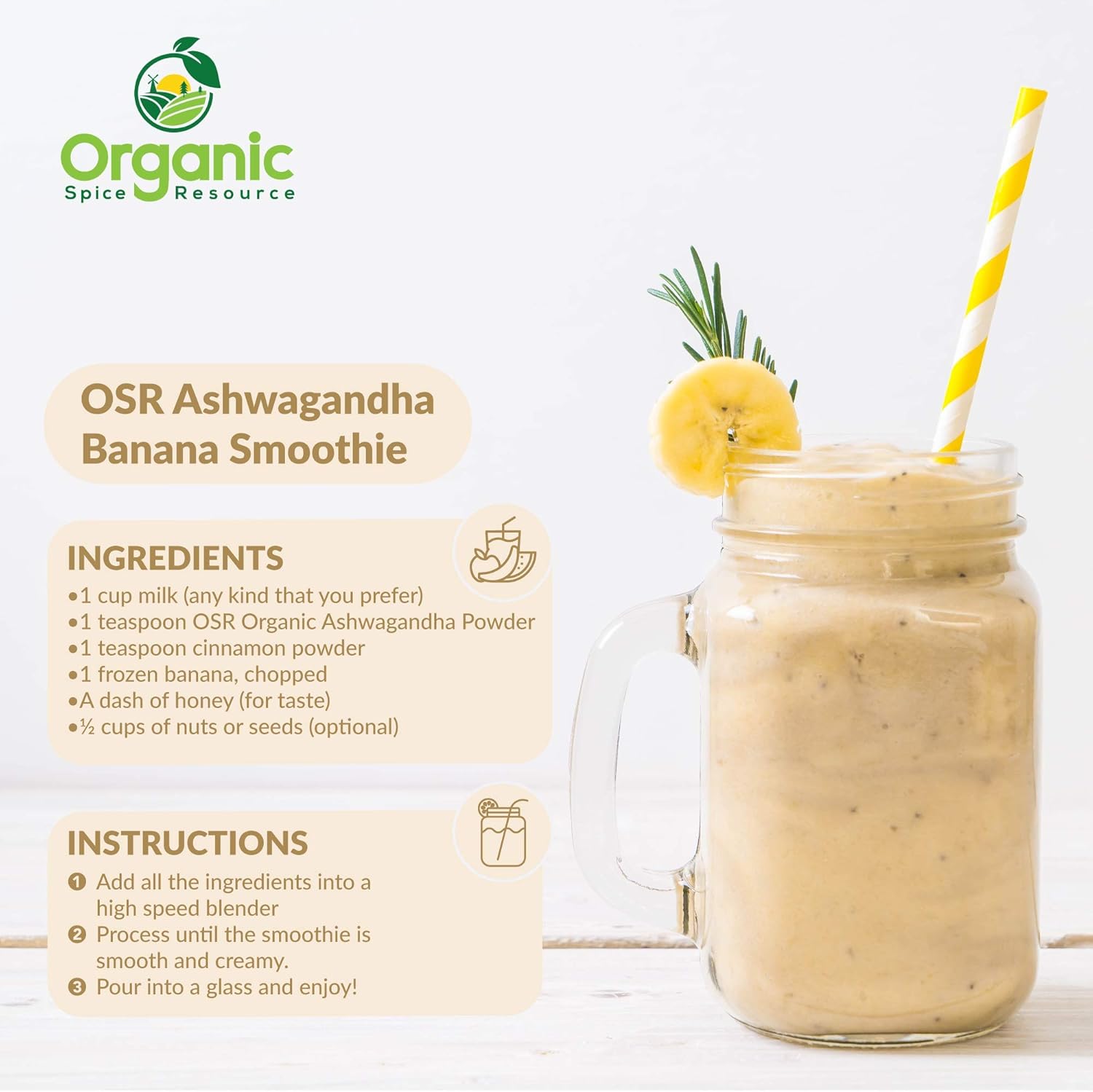 8 oz Organic Ashwagandha Root Powder | Lab Tested, Non-GMO, Indian Ginseng | 100% Raw from India | Resealable Bag by SHOPOSR