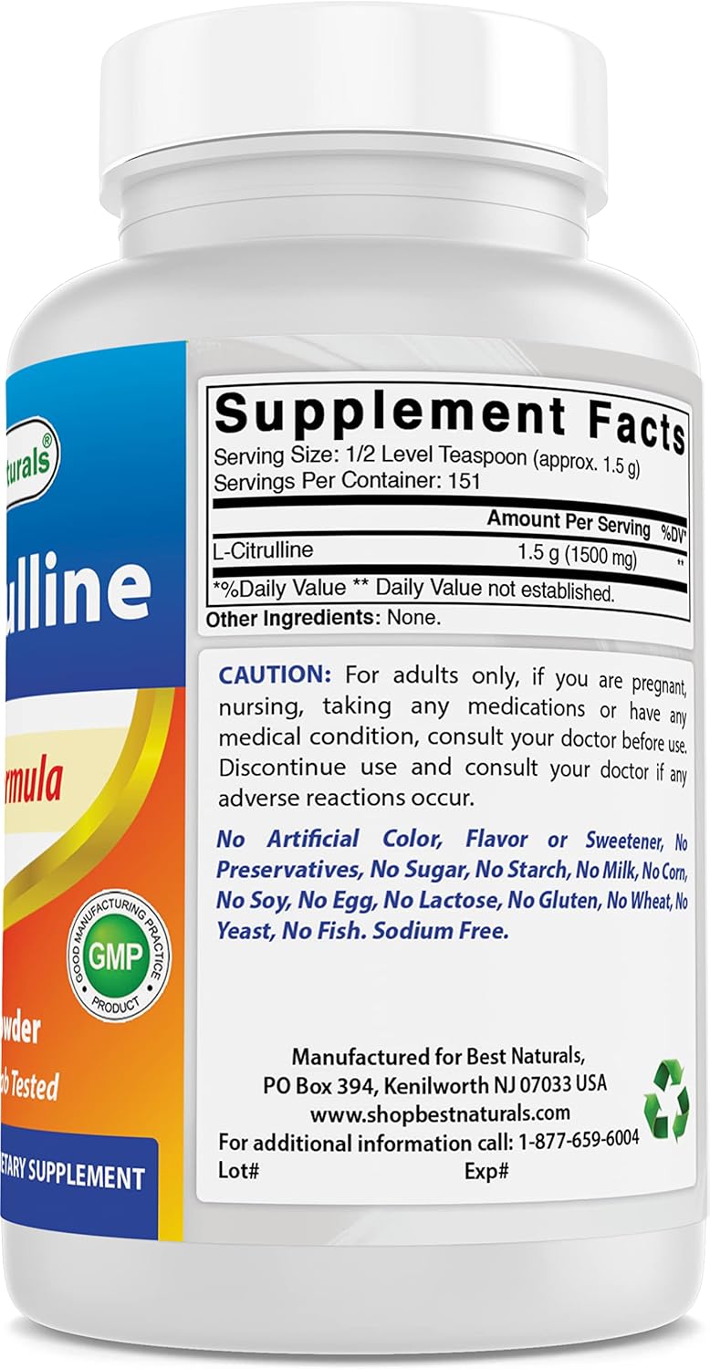 8 OZ Pack of 2 Best Naturals L-Citrulline Powder for Enhanced Performance