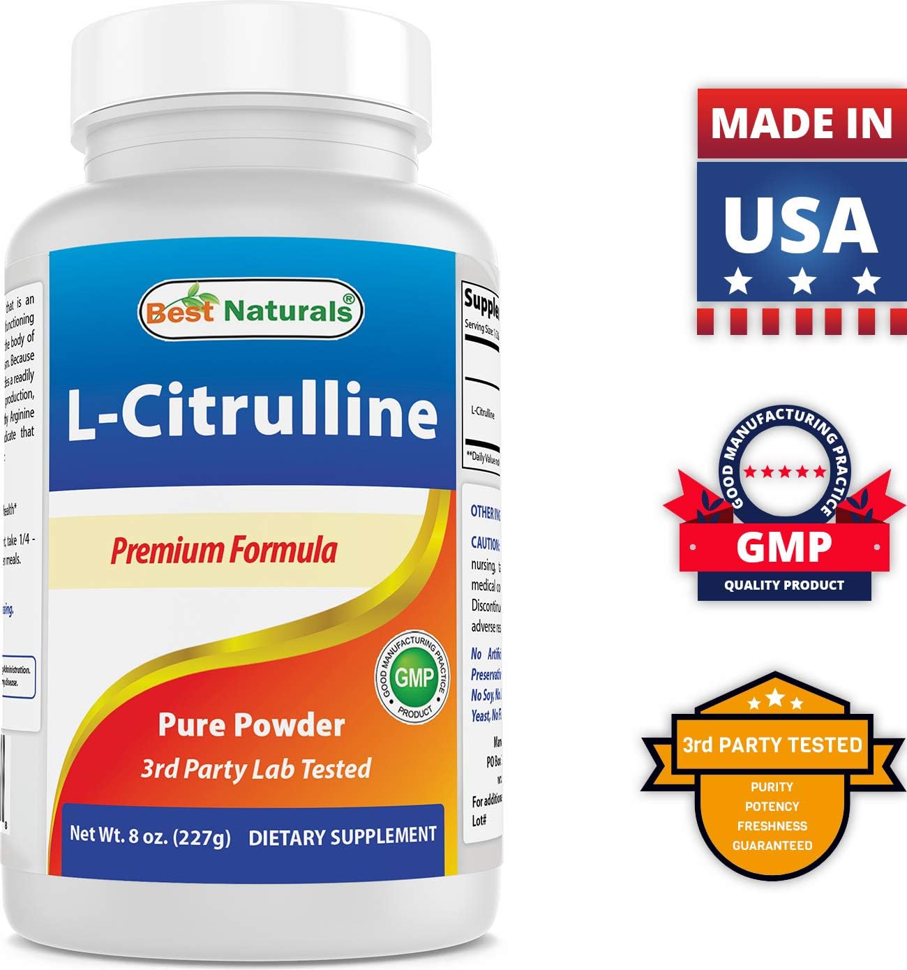 8 OZ Pack of 2 Best Naturals L-Citrulline Powder for Enhanced Performance