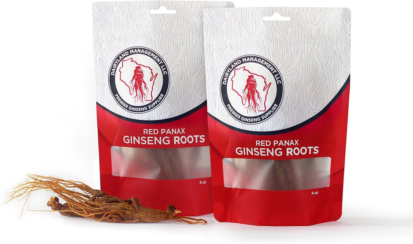 8 oz Pack of Authentic Korean Red Panax Ginseng Root - Non-GMO and Gluten Free - Perfect for Soup, Tea, and Congee - From Dairyland Management LLC
