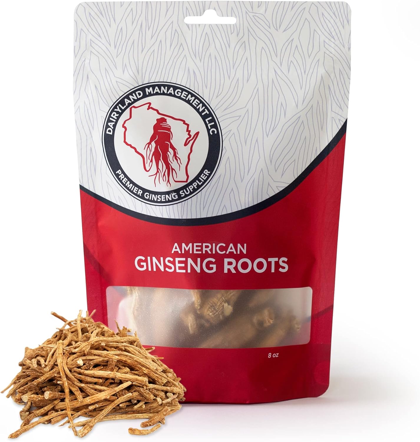8 oz Pack of Dairyland American Ginseng Roots Prongs - Authentic Wisconsin Ginseng - Non-GMO, Gluten Free - Ideal for Soups, Teas, and Congee