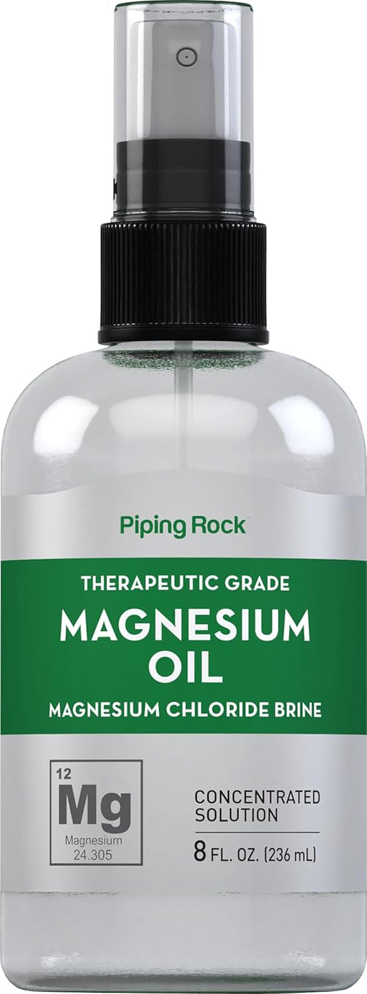 8 oz Piping Rock Pure Magnesium Oil Spray | Concentrated Magnesium Chloride Brine | Therapeutic Grade, Non-GMO, Gluten Free