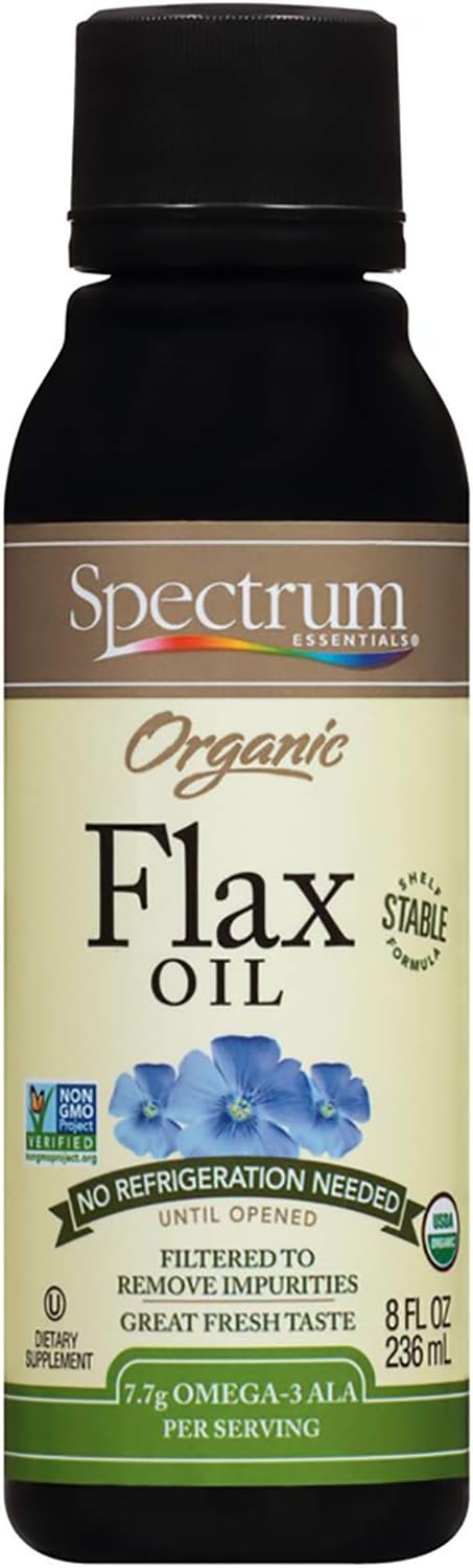 8 oz Spectrum Organic Omega 3 Flax Oil for Heart Health and Wellness