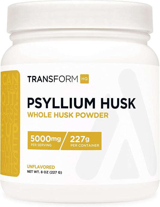 8 OZ TransformHQ Whole Psyllium Husk Powder - 5000mg Per Serving - Gluten Free, Non-GMO Supplement