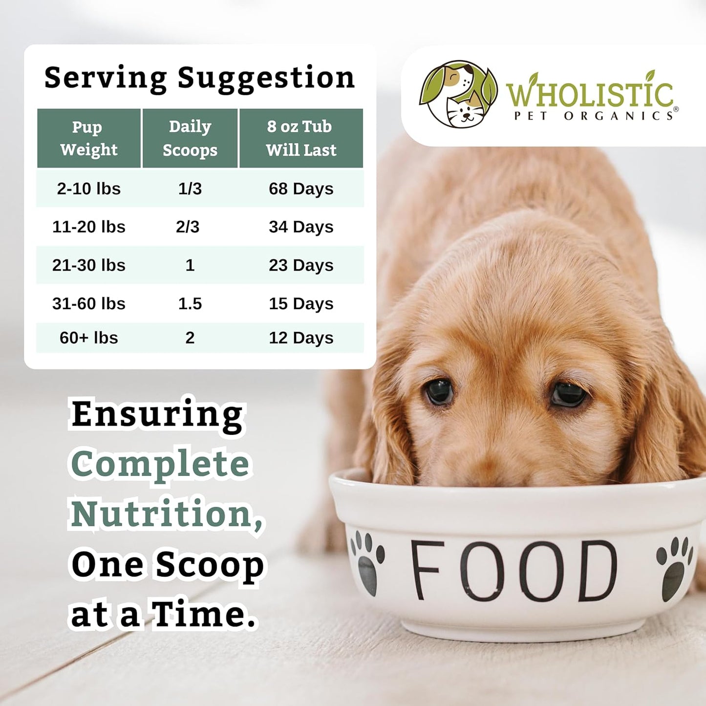 8 Oz Wholistic Pet Organics Puppy Vitamins - Skin and Coat Support Powder for Dogs - Omega 3 Supplement for Dog Itching Relief