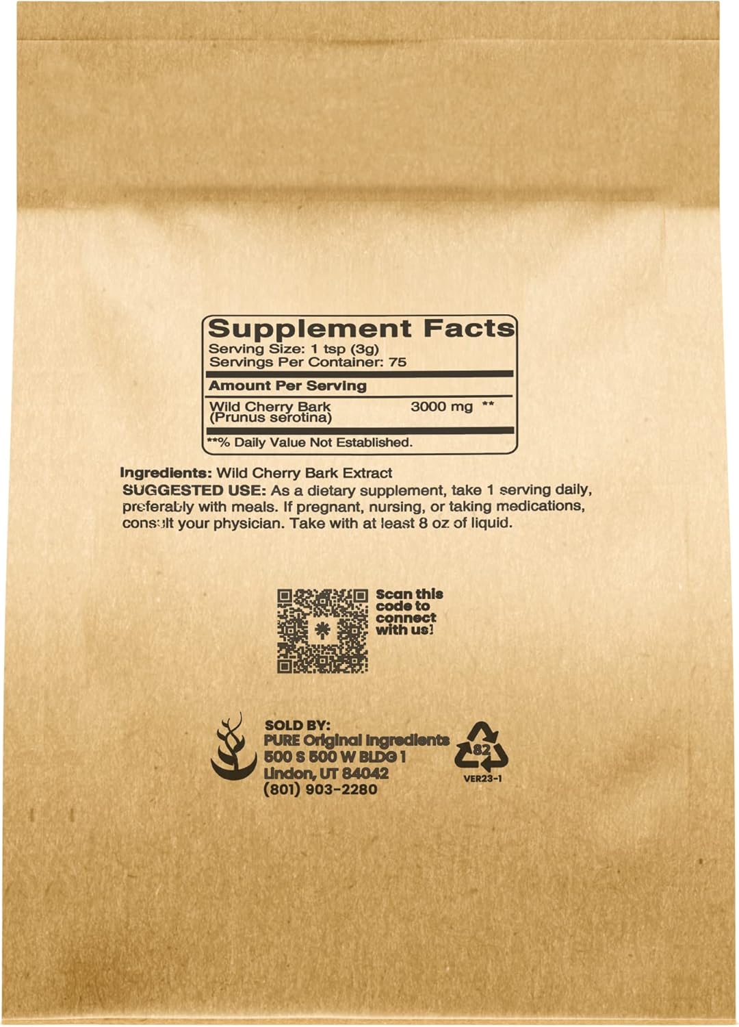 8 oz Wild Cherry Bark - Pure Original Ingredients, Non-GMO, No Fillers or Additives