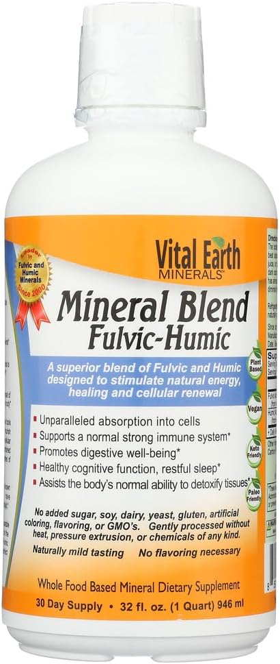 8 Pack of Vital Earth Minerals Fulvic Humic Blend 32 oz - Organic Trace Mineral Supplement