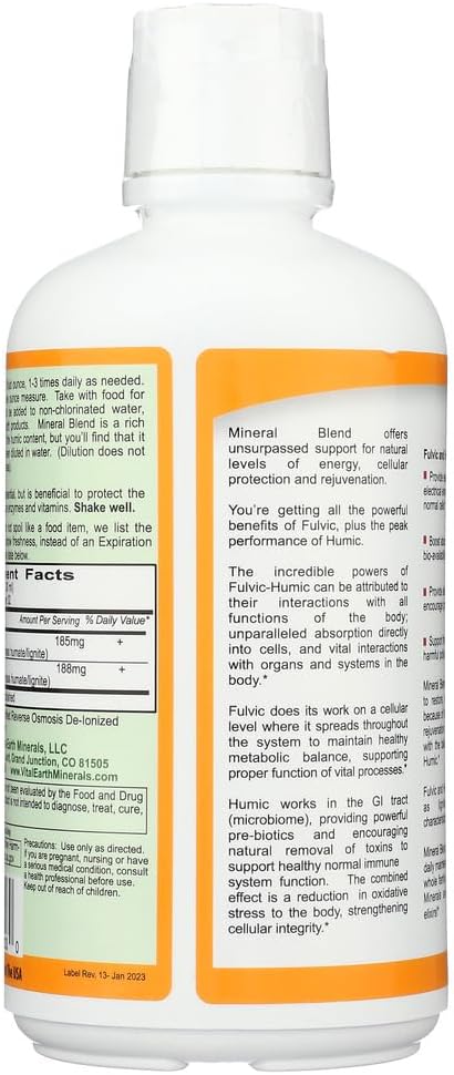 8 Pack of Vital Earth Minerals Fulvic Humic Blend 32 oz - Organic Trace Mineral Supplement