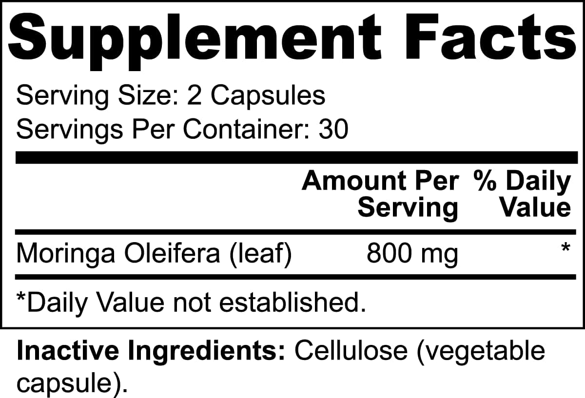 800 MG Blend Core Moringa Antioxidant Capsules for Energy, Metabolism & Immune Support - Natural Moringa Oleifera Formula