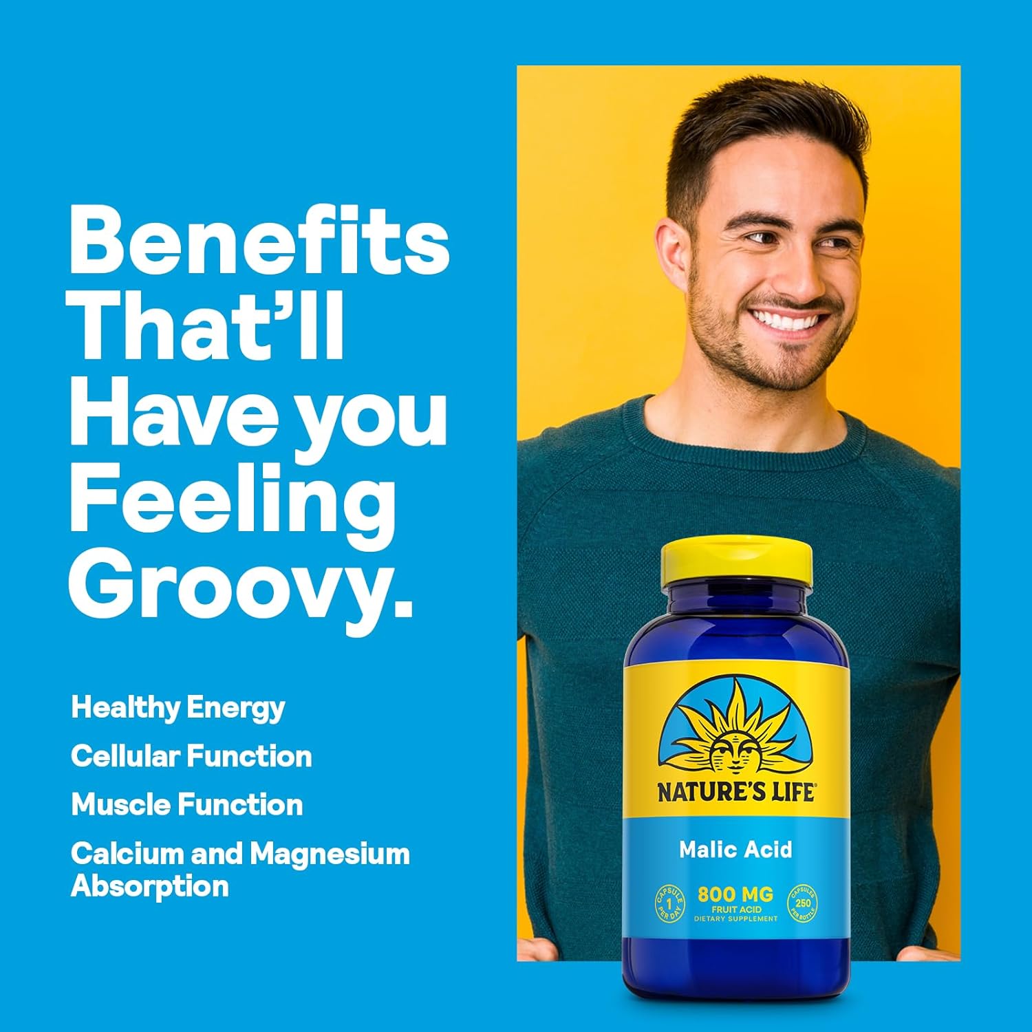 800 mg Malic Acid Supplement for Healthy Muscle Function & Cellular Energy - Dietary Fruit Acid - 60-Day Money Back Guarantee - Lab Verified - 250 Capsules, 250 Servings