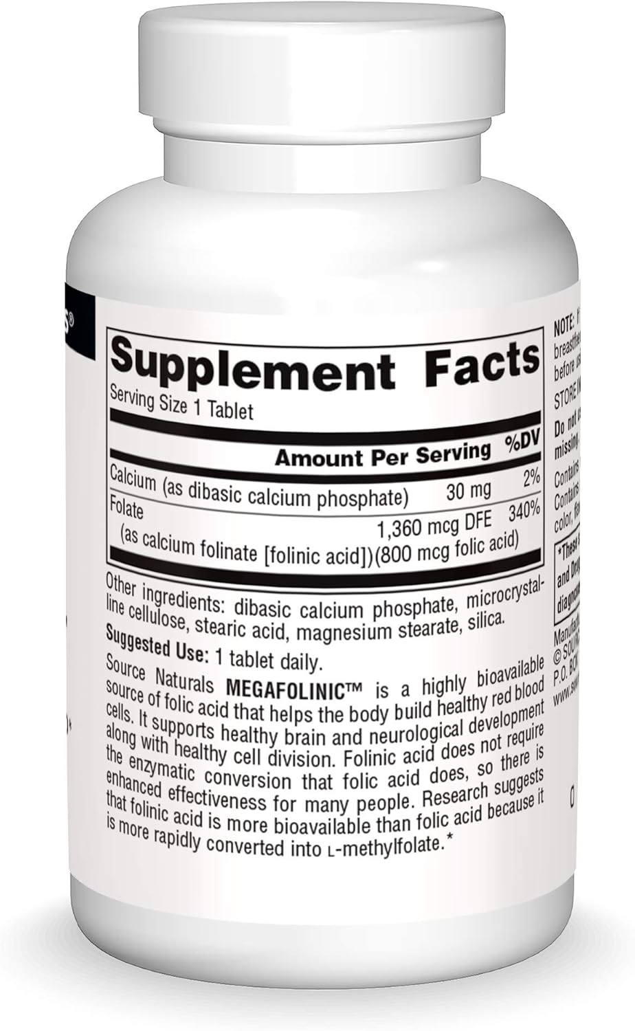 800mcg MegaFolinic Tablets by Source Naturals - 60 Count