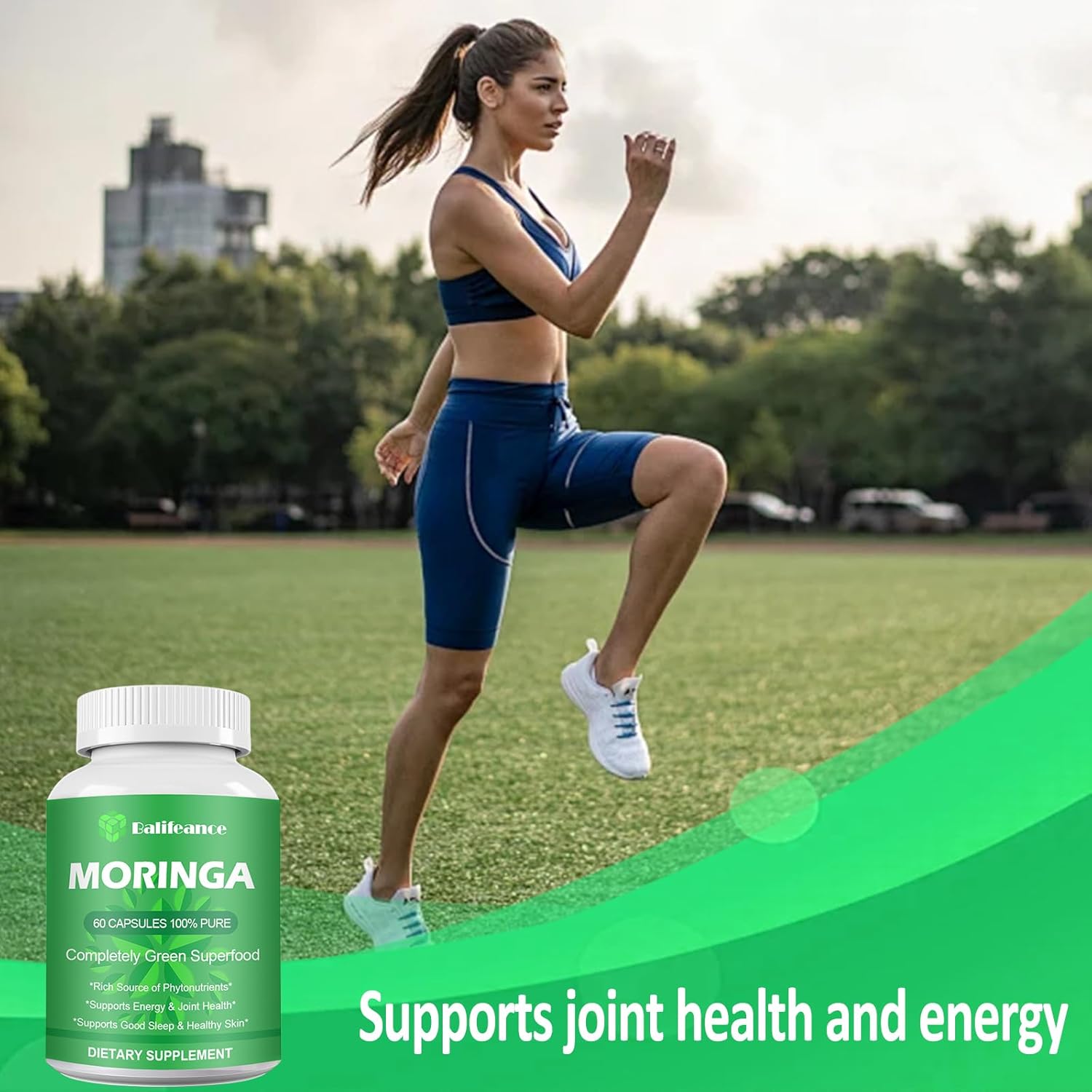 800mg Balifeance Moringa Capsules for Energy, Skin & Gut Health - Antioxidant Superfood with Vitamins & Amino Acids for Men & Women