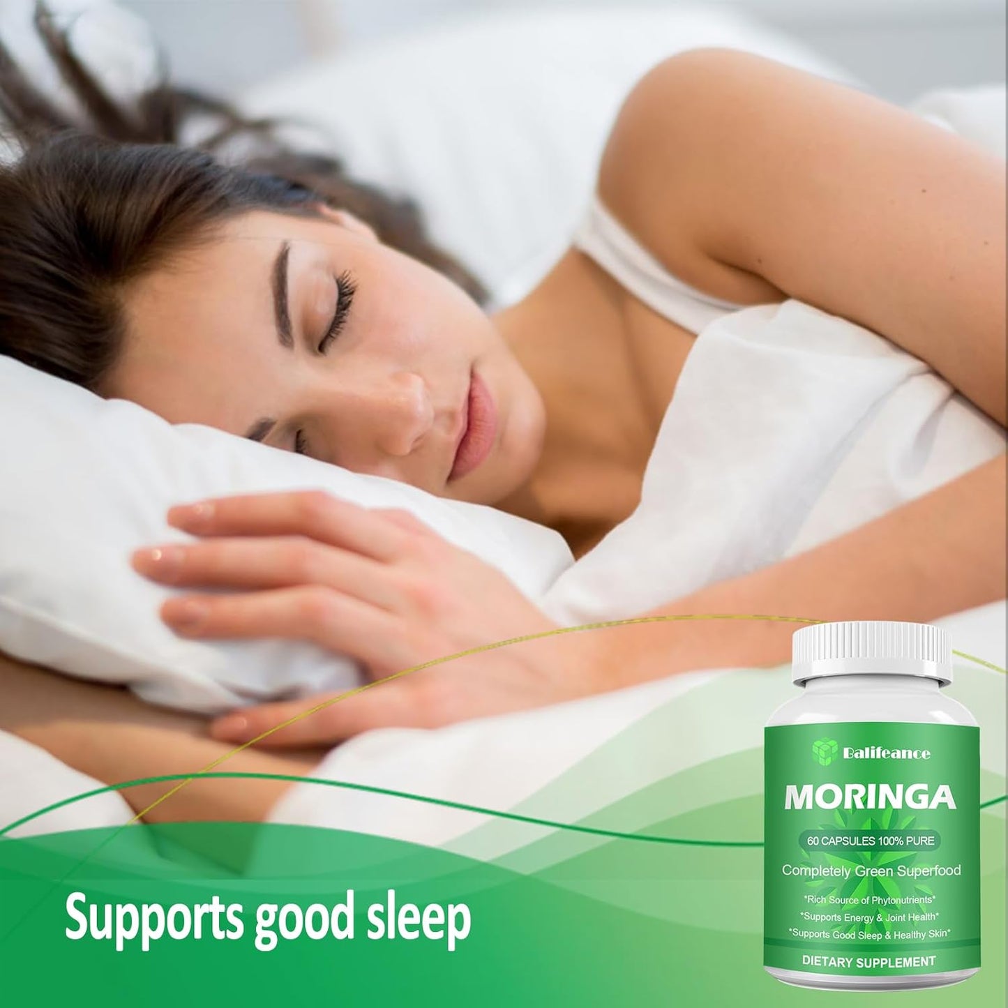 800mg Balifeance Moringa Capsules for Energy, Skin & Gut Health - Antioxidant Superfood with Vitamins & Amino Acids for Men & Women