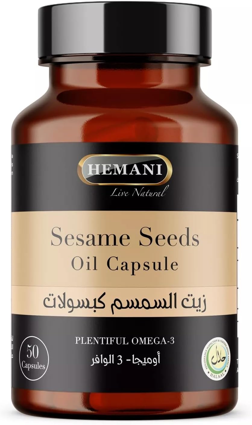 800mg Cold-Pressed Sesame Oil Capsules - 50 Capsules, Sesamum indicum Supplement for Wellness Support