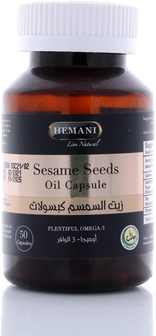 800mg Cold-Pressed Sesame Oil Capsules - 50 Capsules, Sesamum indicum Supplement for Wellness Support
