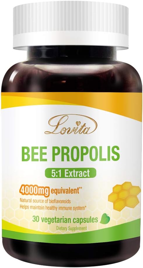800mg Lovita Propolis Capsules - 5:1 Concentration - Natural Extract - 30 Vegetarian Capsules