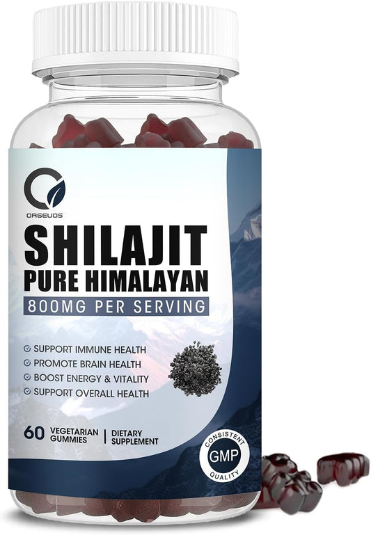 800mg Pure Himalayan Organic Shilajit Gummies with 85+ Trace Minerals - Energy & Immune Support - 60 Gummies