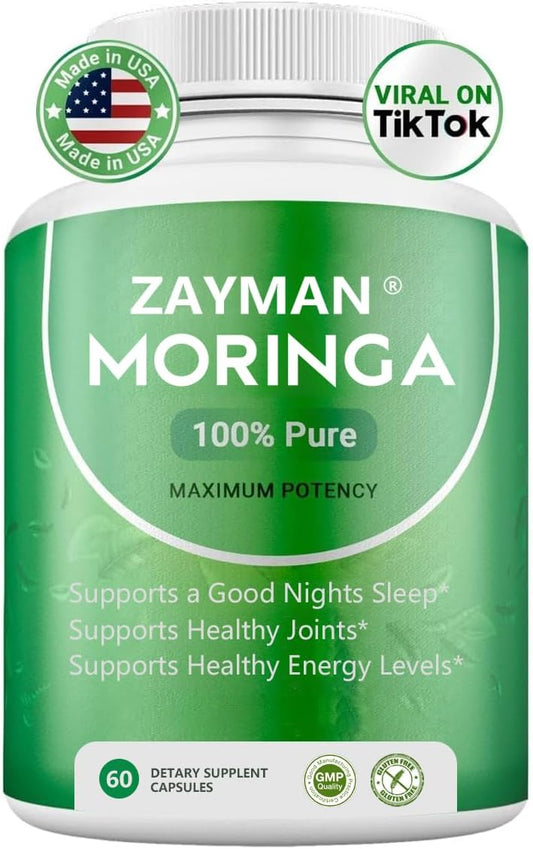 800mg Pure Moringa Powder Capsules - Superfood Supplement for Energy, Skin & Gut Health - Vegan Multivitamin
