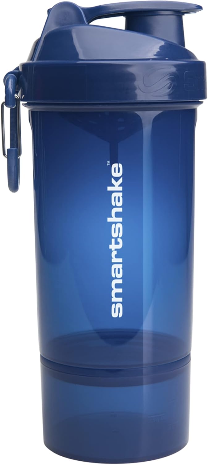 800ml Smartshake O2GO ONE Plastic Protein Shaker Bottle - Navy Blue, Leakproof, BPA Free, Unisex - 27 oz