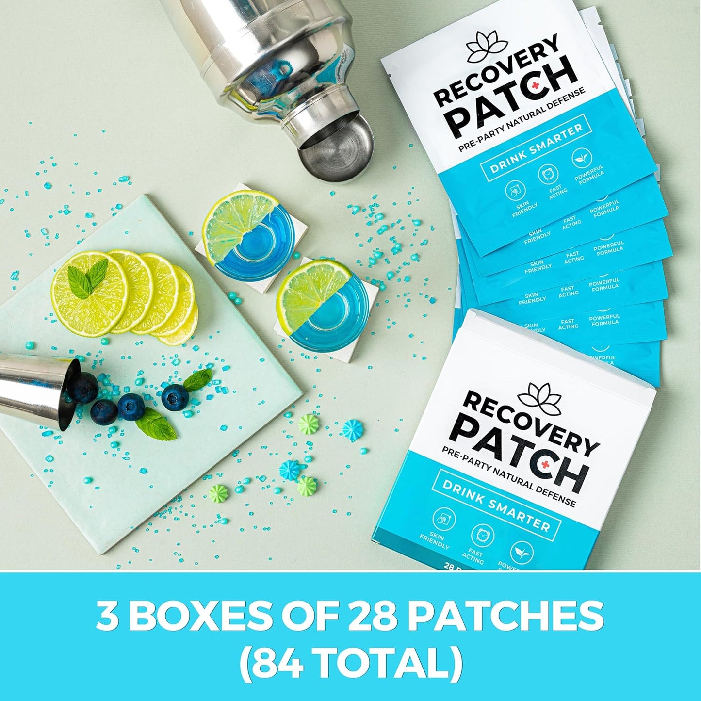 84 Pack Party Treats Recovery Patches - 100% Natural Ingredients, Wake Up Refreshed & Energized - Skin-Friendly & Waterproof Formula - Individually Wrapped (Three 28 Packs)