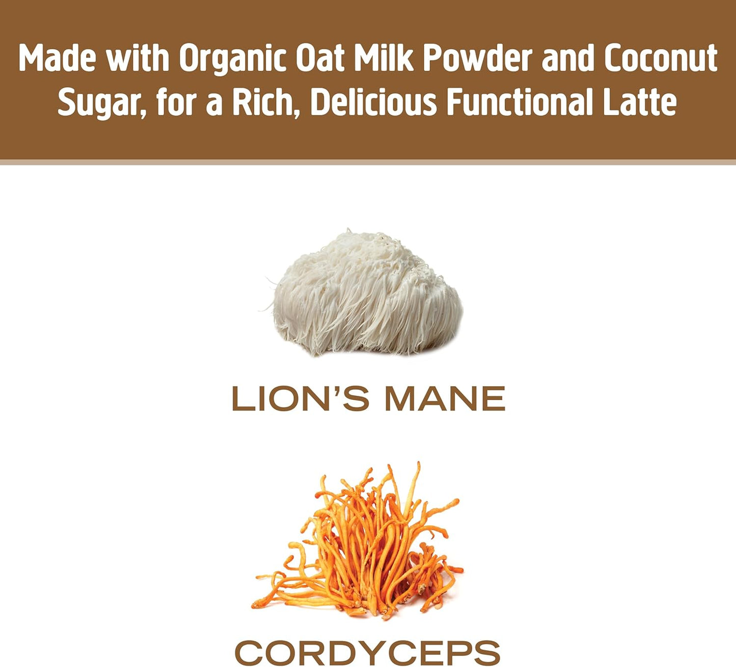 8.47 oz OM Mushroom Superfood Coffee Latte Blend Powder - Lion's Mane, Cordyceps, Reishi, Chaga - Energy & Mental Clarity Support - 30 Servings