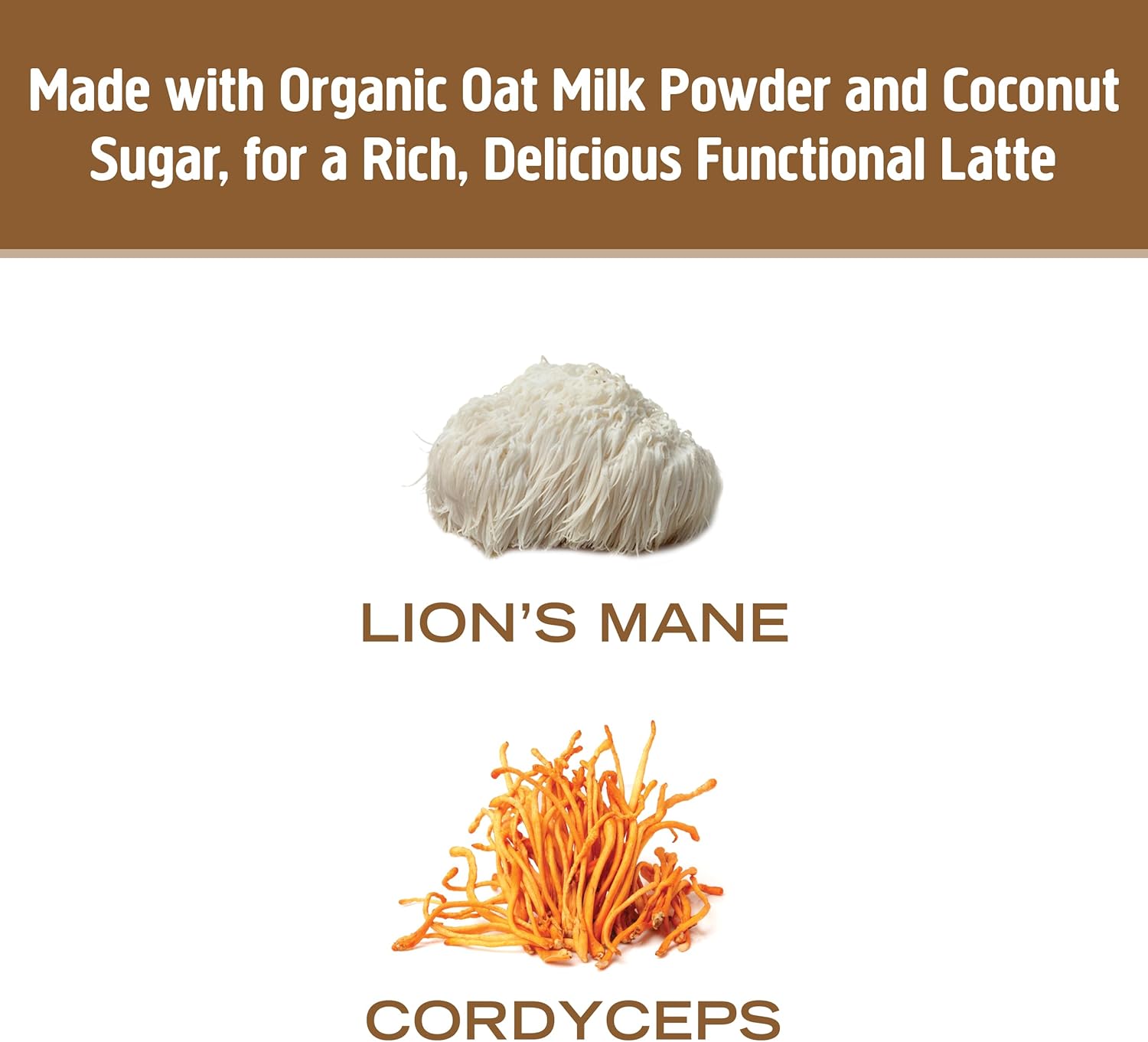 8.47 oz OM Mushroom Superfood Coffee Latte Blend Powder - Lion's Mane, Cordyceps, Reishi, Chaga - Energy & Mental Clarity Support - 30 Servings