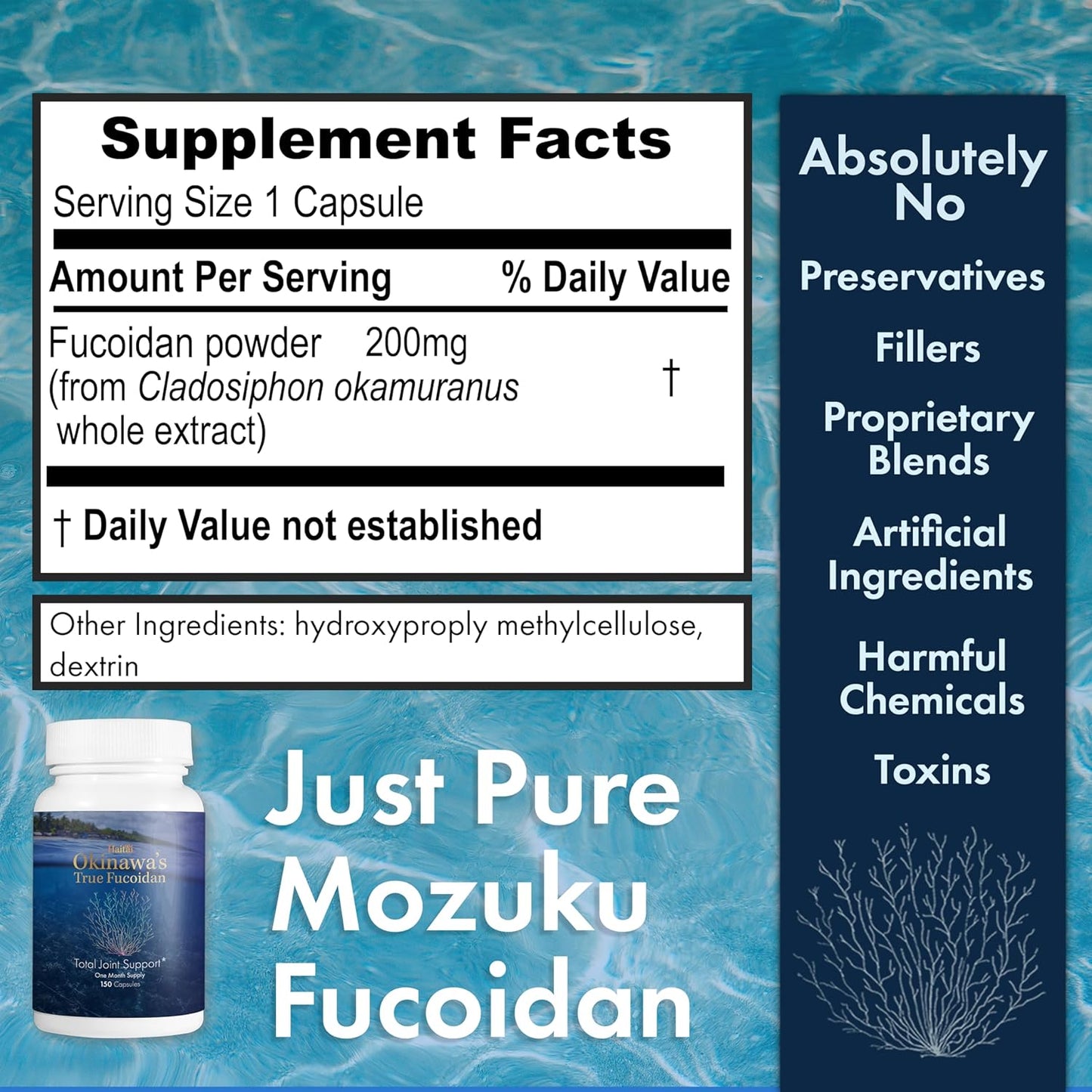 85%+ Pure Fucoidan Supplement from Okinawa's Blue Zone - Lab Tested, Non-GMO, Gluten Free - 30 Day Supply