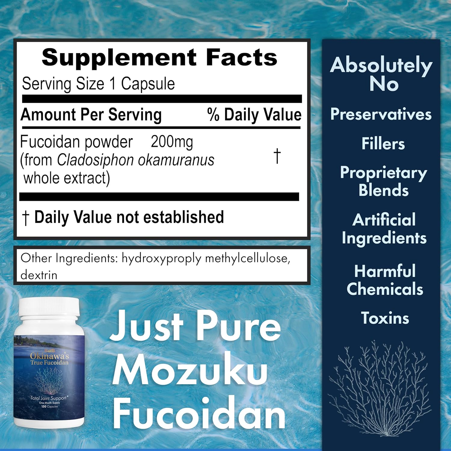 85%+ Pure Fucoidan Supplement from Okinawa's Blue Zone - Lab Tested, Non-GMO, Gluten Free - 30 Day Supply