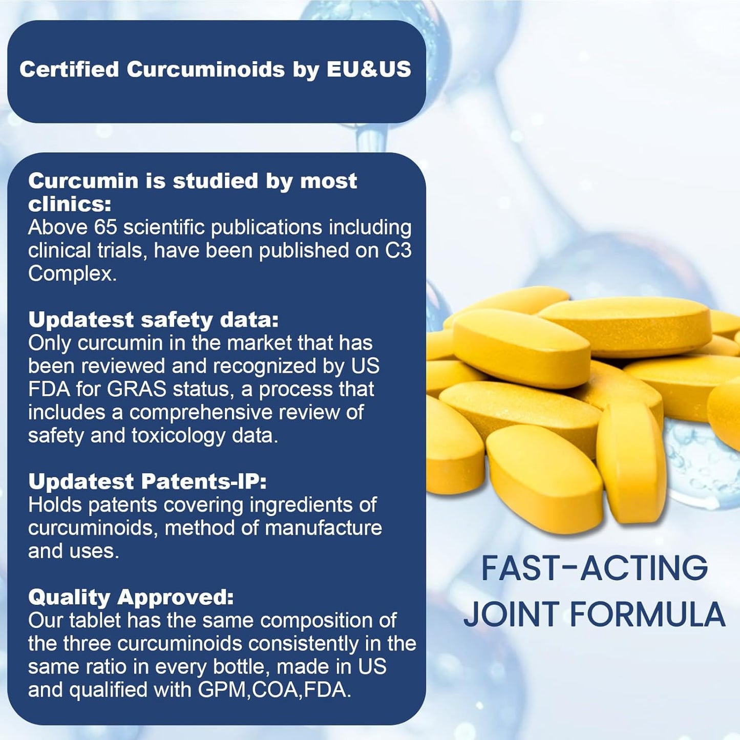 850mg High Bioavailable Hyaluronic Acid Supplements for Advanced Joint Support - Includes Collagen, Turmeric, Glucosamine, MSM, Vitamin C - 30 Tablets